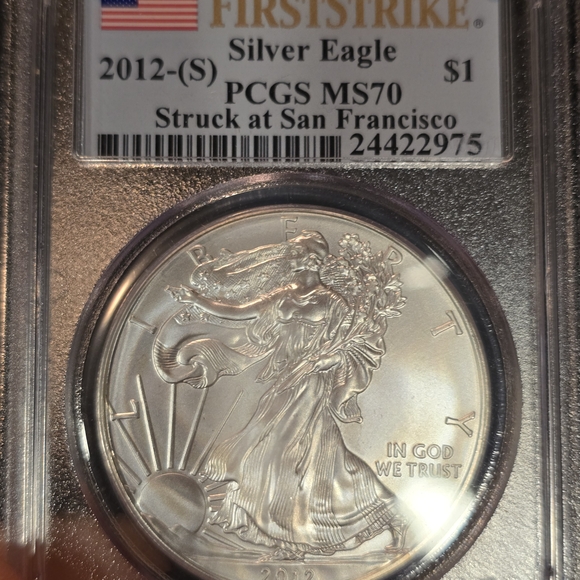 2012-S Silver Eagle $1 PCGS MS70 First Strike San Francisco - Picture 3 of 4